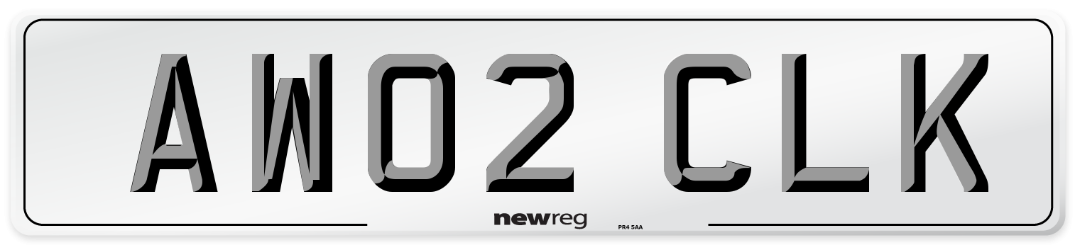 AW02 CLK Number Plate from New Reg